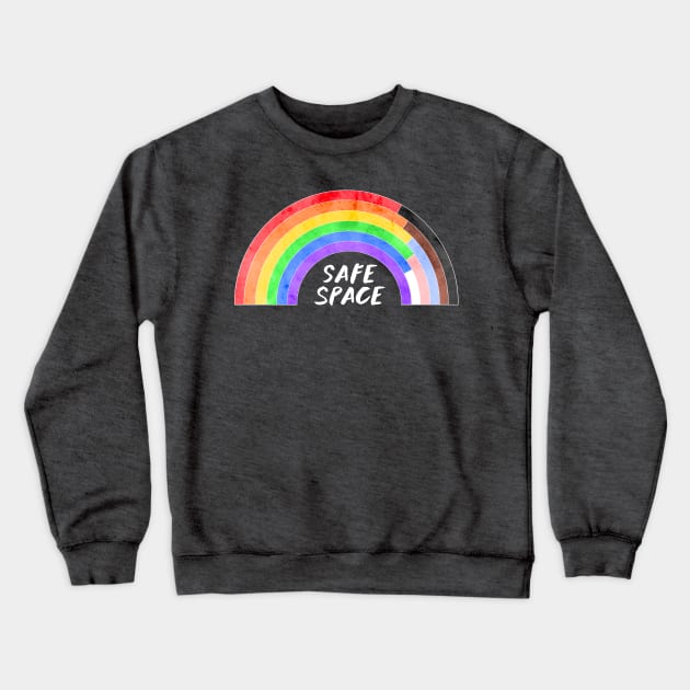 Safe Space BIPOC Pride Rainbow Crewneck Sweatshirt by Roguish Design